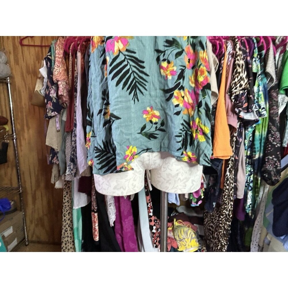 Torrid Sophie Crinkle Gauze Swing Cami‎ Neon Palm Floral Sleeveless Size 00 (L) - Picture 3 of 9